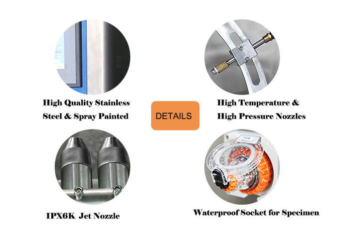 Cámara da alta temperatura del acero inoxidable del espray de agua del equipo de prueba del ingreso del agua de IPX6K9K 0