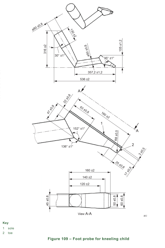 IEC 60335-2-107 Proba de pie para cortadoras de césped eléctricas robóticas a batería 2