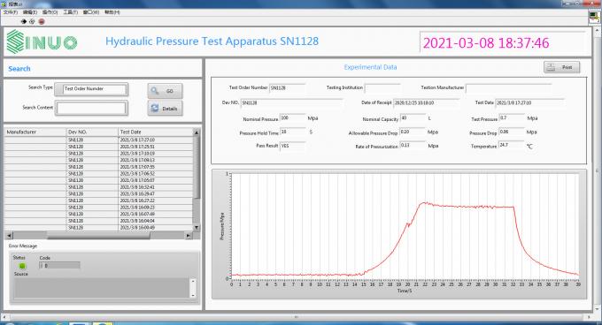 Operación de ordenador hidrostática del sistema de la prueba de presión 2.5Mpa del IEC 60335-2-21 0